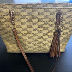 Michael Kors Tan Logo Tote with Tassel
